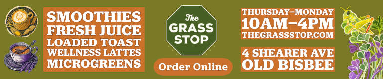 The Grass Stop - smoothies, fresh juice loaded toast, wellness lattes, microgreens 4 Shearer Ave. Open Thur - Monday www.thegrassstop.com
